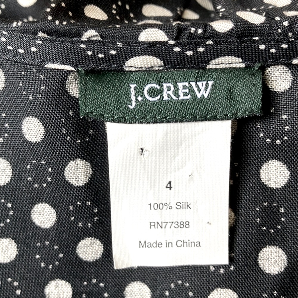 J. Crew Silk Wrap Polka-Dot Dress Black/White Size 4 - Picture 14 of 16